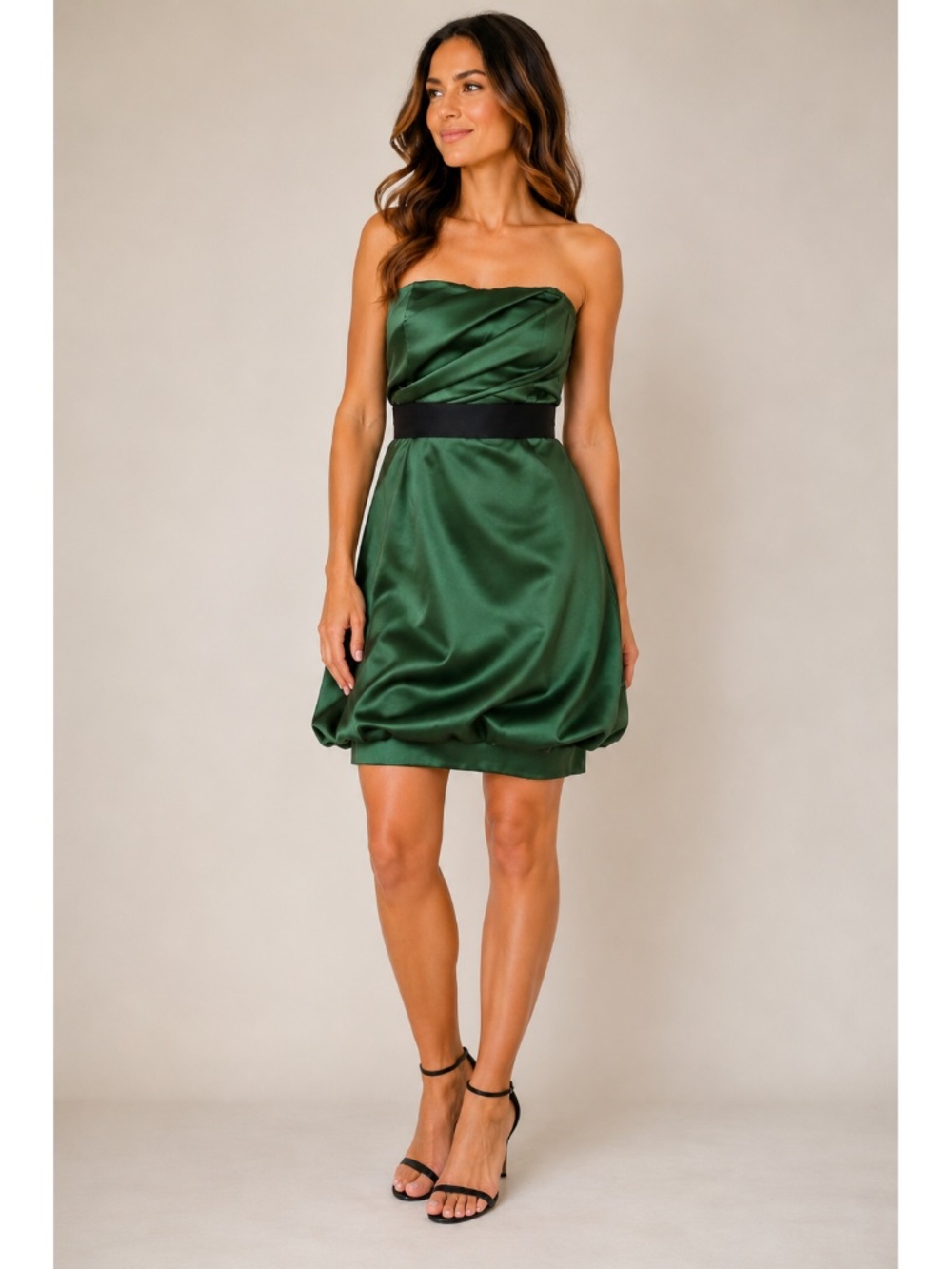 Vera Wang Vintage Strapless Green Satin Dress – Size 6